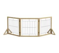 PawHut Barrera para Perros de Madera Valla para Mascotas Plegable de 3 Paneles con Plegado Bidireccional y Patas de Apoyo Triangulares para Puerta