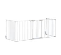 PawHut Barrera para Perros Plegable 300x74,5 cm Valla para Mascotas de 5 Paneles con Cierre Automático Barrera de Seguridad para Escalera Pasillo Blanco