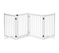 PawHut Barrera para Perros Plegable de 4 Paneles con Puerta 237,5x36x80cm Blanco BLANCO 237.5x36x80 cm