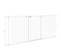 PawHut Barrera para Perros Plegable de Acero con 3 Paneles 206x90cm Blanco White 206x90 cm