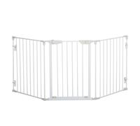 PawHut Barrera para Perros Plegable Valla para Mascotas de 3 Paneles con Cierre Inteligente Barrera de Seguridad para Escalera Pasillo 180x74,5 cm