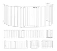 PawHut Barrera para Perros Plegable Valla para Mascotas de 6 Paneles Puerta con Cierre Doble para Escalera Pasillo Blanco Aosom España