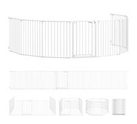 PawHut Barrera para Perros Plegable Valla para Mascotas de 8 Paneles Puerta con Cierre Doble para Escalera Pasillo Blanco Aosom España