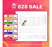 PawHut Barrera para Perros Plegable, 366x75 cm, Valla para Mascotas de 6 Paneles, Puerta con Cierre Doble, Barrera de Seguridad para Niños, Perros Pequeños y Medianos, para Escalera, Pasillo, Blanco