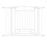 PawHut Barrera de Seguridad para Perros Altura 76 cm para Puertas y Escaleras Puerta de Seguridad para Mascotas con Montaje a Presión Doble Bloqueo y 2 Extensiones Blanco
