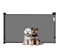 PawHut Barrera para Perros Retráctil 0-140 cm Barrera de Seguridad con Interruptor de Cierr para Puertas y Escaleras Negro 149x10x87.5 cm