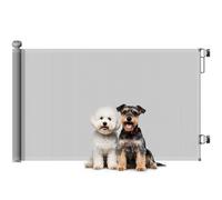 PawHut Barrera para Perros Retráctil 0-140 cm Puerta para Perros Pequeños Extensible Barrera de Seguridad para Mascotas con Interruptor de Cierre para Escaleras Puertas Pasillos Gris