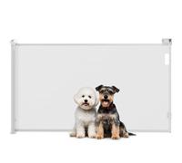 PawHut Barrera para Perros Retráctil 0-144 cm, Barrera de Seguridad Extensible para Perros Pequeños, Puerta para Mascotas con Cierre de Seguridad, para Escaleras, Pasillos, Puertas, Blanco