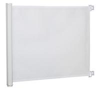 PawHut Barrera para Perros Retráctil con Ancho Ajustable 5,5-115 cm Puerta para Perros Extensible Barrera de Seguridad para Mascotas con Enrollado Automático y Asa para Escaleras y Puertas Blanco