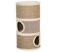 PawHut Barril Rascador para Gatos de 3 Niveles, Altura 70 cm, Torre para Gatos con Cama, Cubierto de Sisal, Árbol Rascador, Ø37,5x70 cm, Caqui y Café