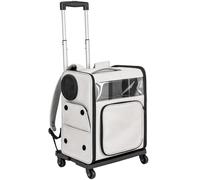 PawHut Bolsa de transporte con ruedas plegable para perros y gatos hasta 5 kg, trolley transpirable Gris