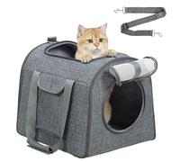 PawHut Bolsa transportadora para Gatos de Lados Suaves, Plegable, portátil, para Perros pequeños, Cachorros, Gatos de hasta 10 kg, con Correa de Hombro Ajustable y Alfombrilla extraíble, Cesta