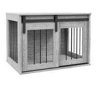 PawHut Cage - Cajonera para perros, mascotas, interior, para perros, interior, 1 puerta corredera, mesa auxiliar, metal efecto madera, dim. 57 x 80 x 54 cm