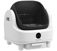 PawHut Caja de arena autolimpiable para gato arenero automático abierto aislamiento de olores/protección de seguridad blanco