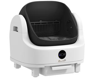 PawHut Caja de arena autolimpiable para gato arenero automático abierto aislamiento de olores/protección de seguridad blanco Aosom España