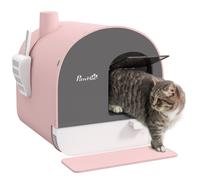 PawHut Caja de Arena para Gatos Arenero Cerrado para Gatos con Puerta Delantera Bandeja Extraíble Pala Alfombra y Filtro 43x44x47 cm Rosa