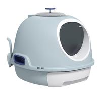 PawHut Caja de Arena para Gatos Arenero Cubierto con Cajón Arenero Cerrado para Gatos con Claraboya Abatible Bandeja Extraíble y Pala 47x55x44 cm Azul