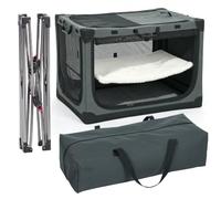 PawHut Caja de transporte para perros plegable con cojín extraíble y lavable, transpirable, de tela Oxford 600D, para gatos y perros, hasta 30 kg, para viajes y coches, color verde militar