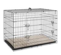 PawHut Cajón Plegable para Perros con asa, Bandeja extraíble, cojín Incluido 105 x 70 x 75 cm Negro