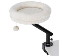 PawHut Cama de escritorio para gatos, cama para escritorio con giro 360°, altura ajustable, cama para gatos con funda desmontable y lavable a máquina, para gatos menores de 6 kg, oficina en casa, blan