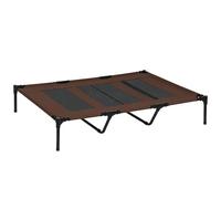 PawHut cama de perro al aire libre perro tumbona al aire libre gato cama para mascotas lugar para dormir metal oxford tela café-marrón 122 x 92 x 23 cm