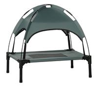 PawHut Cama Elevada para Mascotas Portátil con Toldo Extraíble Tela Transpirable al Aire Libre para Interior y Exterior 61x46x62 cm Gris.