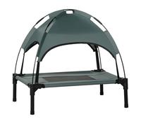 PawHut Cama Elevada para Mascotas con Toldo Extraíble Tela Transpirable Ideal para Interior y Exterior 61x46x62 cm Gris Confort Aosom España