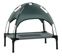 PawHut Cama Elevada para Mascotas Portátil con Toldo Extraíble Tela Transpirable al Aire Libre para Interior y Exterior 61x46x62 cm Gris