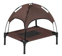 PawHut Cama Elevada para Mascotas Portátil con Toldo Extraíble Tela Transpirable al Aire Libre para Interior y Exterior 61x46x62 cm Café