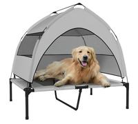 PawHut Cama elevada para perros con toldo extraíble, cuna portátil para mascotas con malla transpirable, bolsa de almacenamiento, para uso en interiores y exteriores, para perros medianos y grandes