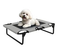 PawHut Cama elevada para perros, cuna elevada portátil para mascotas con malla transpirable para interiores y exteriores, para perros pequeños y medianos, 75 x 51 x 18 cm, gris claro