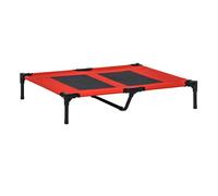 PawHut Cama Elevada para Perros Mascotas con Malla Transpirable Tela Oxford Exterior Interior 91,5x76,2x18 cm Rojo Confortable Aosom España