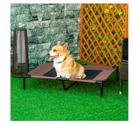 PawHut Cama Elevada para Perros con Malla Transpirable y Tela Oxford para Exterior Jardín 91,5x76,2x18 cm Marrón Aosom España