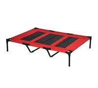 PawHut Cama Elevada para Perros Gatos Portátil Cama para Mascotas con Zona de Malla Transpirable y Tela Oxford para Interior Exterior 122x92x23 cm Rojo