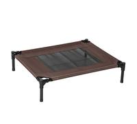 PawHut Cama Elevada Portátil para Perros Gatos Mascotas con Zona de Malla Transpirable Tela Oxford 76x61x18 cm Marrón Aosom España