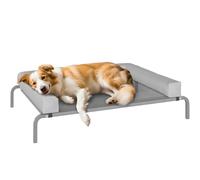 PawHut Cama Elevada para Perros Refrescante con Refuerzos Extraíbles Cama Elevada para Perros Medianos Portátil con Malla Transpirable Marco de Acero para Interior Exterior 110x75x30 cm Gris Claro