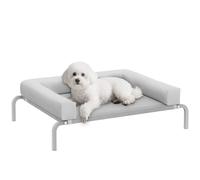 PawHut Cama Elevada para Perros Refrescante con Refuerzos Extraíbles Cama Elevada para Perros Pequeños Portátil con Malla Transpirable Marco de Acero para Interior Exterior 90x65x30 cm Gris Claro