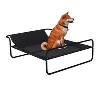 PawHut Cama Elevada para Perros, Refrescante y Transpirable, Cama para Perros Pequeños, 106x81x33 cm, Malla de Textilene, Reposacabezas Inclinado, Marco de Metal, para Interior, Exterior, Negro