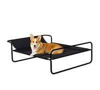 PawHut Cama Elevada para Perros, Refrescante y Transpirable, Cama para Perros Pequeños, 91x69x29 cm, Malla de Textilene, Reposacabezas Inclinado, Marco de Metal, para Interior, Exterior, Negro