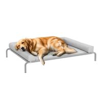 PawHut Cama Elevada para Perros Refrescante con Refuerzos Extraíbles Cama Elevada para Perros Pequeños Portátil con Malla Transpirable Marco de Acero para Interior Exterior 90x65x30 cm Gris Claro