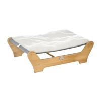 PawHut Cama para gatos con estructura hamaca para gatos nido elevado con cojín suave de pino natural, 68 x 43 x 20 cm