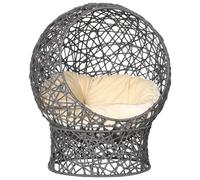 PawHut Cama para Gatos, Cueva de Gatos con Cojín, 2 piezas, 50 cm x 50 cm x 60 cm, Blanco Crema + Marrón