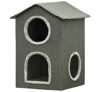 PawHut Cama para Gatos de 2 Niveles Cueva para Gatos con 3 Puertas y Cojines Lavables 42x46x59,5 cm Gris