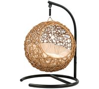 PawHut Cama para gatos trenzada, Casa elevada de ratán para gatos con cojín lavable y pelota de juego, Refugio interior para gatos