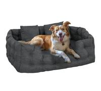 PawHut Cama para Mascotas con 2 Almohadas Colchón para Perros Antideslizante con Funda Extraíble y Lavable 110x70x35 cm Gris