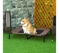 PawHut Cama para Mascotas con Zona de Malla Transpirable y Tela Oxford para Interior Exterior 92x76x18 cm Café Café