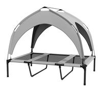 PawHut - Cama para Perro elevada, Cama de Campamento para Perro, Velum de tafetán, Tejido textileno microperforado + Bolsa de Transporte incluida, fácil de Montar, 106 x 76 x 94 cm, Color Gris
