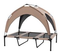 PawHut Cama para Perros Elevada con Toldo Marco de Acero y Bolsa de Transporte para Interior y Exterior 106x76x94 cm Café
