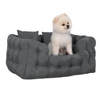 PawHut Cama para Perros Pequeños Cama para Mascotas con 2 Almohadas Colchón para Perros con Base Antideslizante Funda Extraíble y Lavable 70x50x30 cm Gris