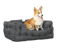 PawHut Cama para Perros Pequeños Cama para Mascotas con 2 Almohadas Colchón para Perros con Base Antideslizante Funda Extraíble y Lavable 90x60x35 cm Gris